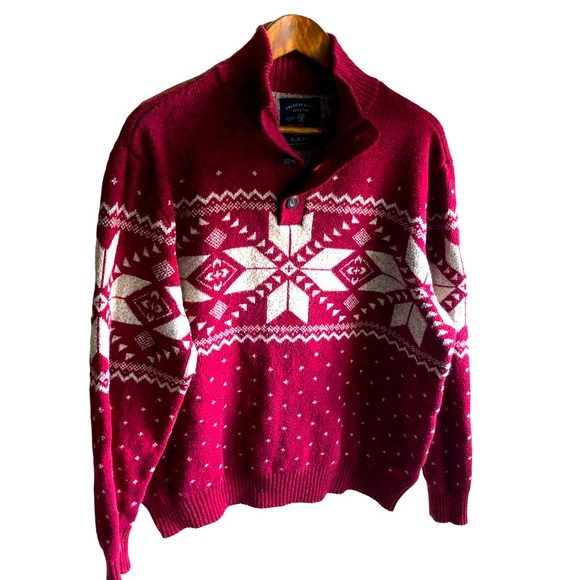 American Eagle Outfitters Other - American Eagle Outfitters Christmas Sweater. Snowflake Pattern. Red/Oatmeal XL